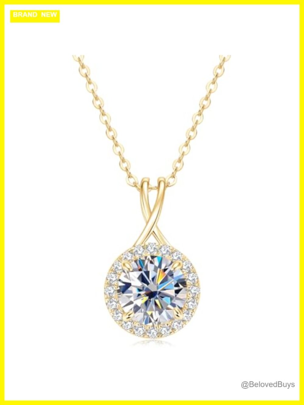 2CT Moissanite Infinity Halo Pendant Necklace 925 Sterling Silver 18in